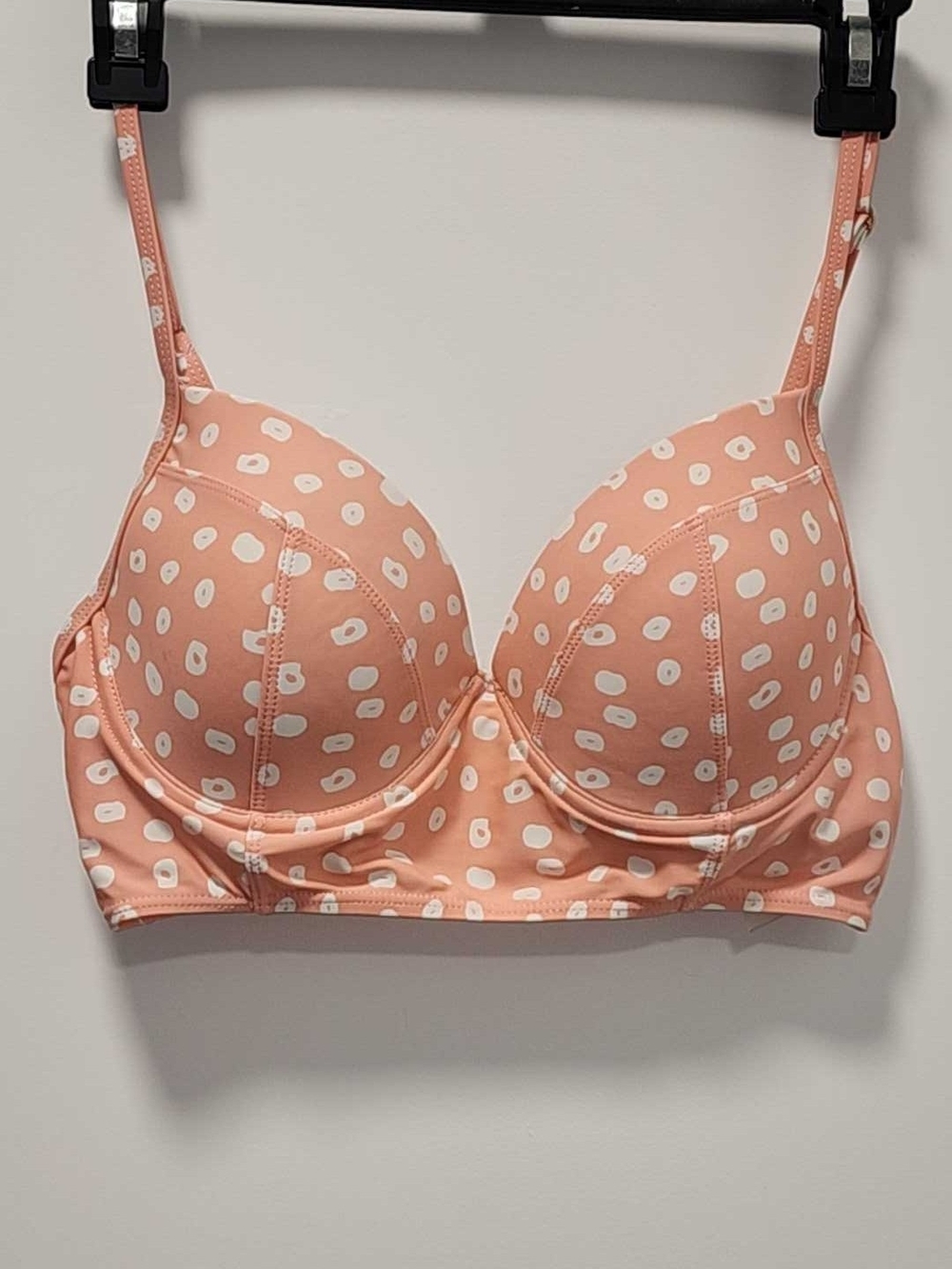 Juicy Couture Peach and White Polka Dot Longline Bikini Top